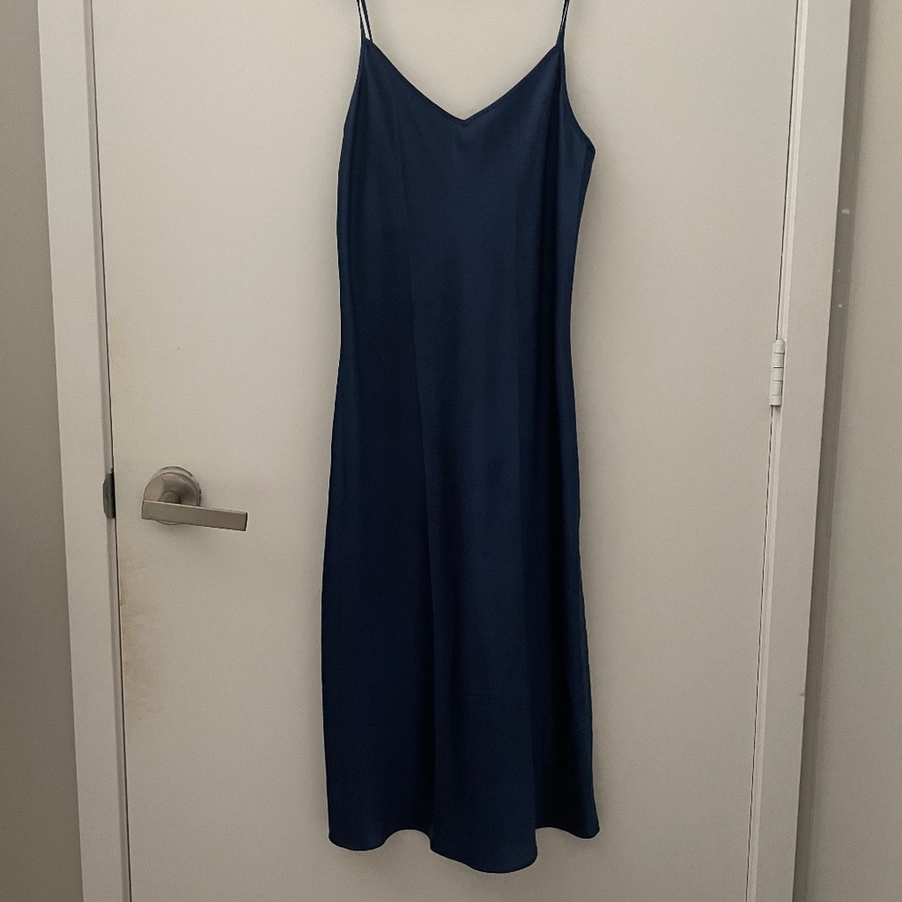 Navy 90s Slip midi dress